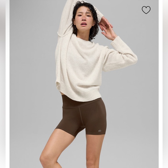 Alo New Class cashmere Crewneck Sweater Cream Sweater Bone Heather - Picture 1 of 9